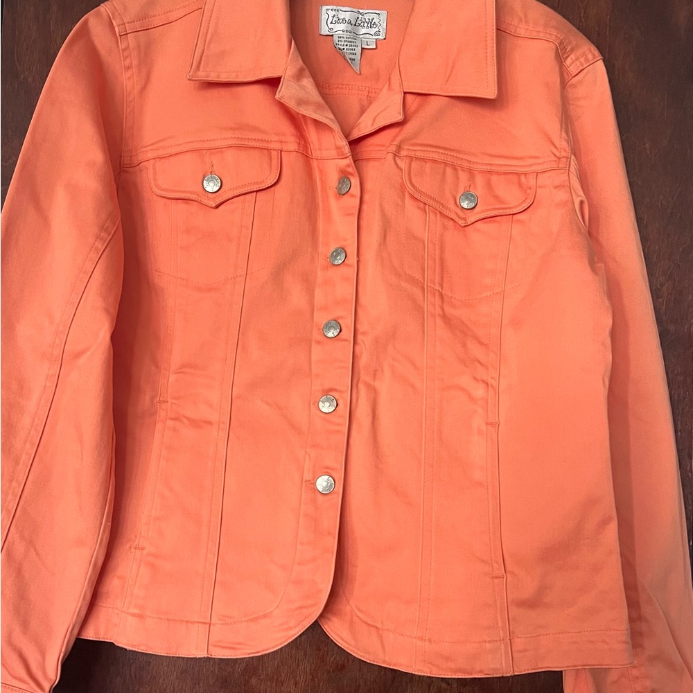 Eddie Bauer Orange Jean Jacket Vibrant Cotton Blend like new